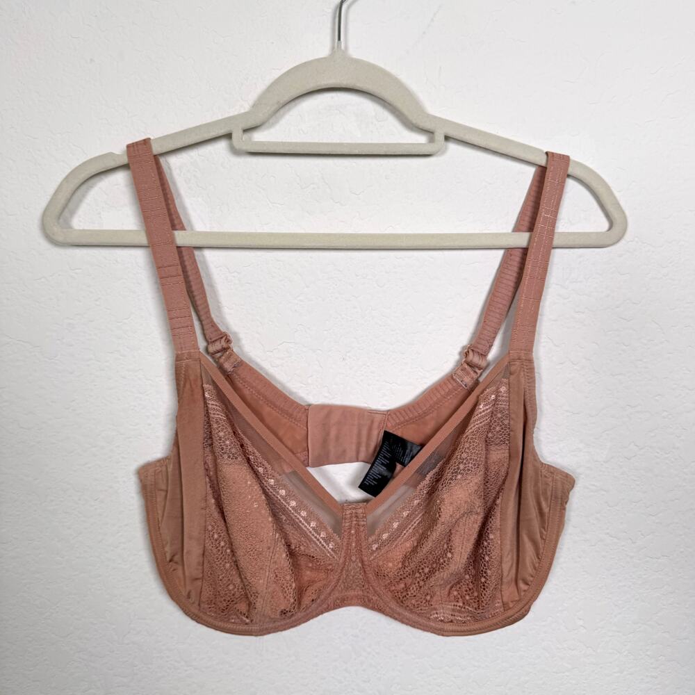 Understance Womens Salma FlexWire Bra Size 36DDD Lace Full Coverage Cafe Au Lait
